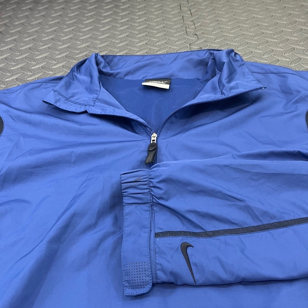 Nike Golf Quarter Zip Pullover Mens Large Blue Dri-Fit Windbreaker Chubb Logo